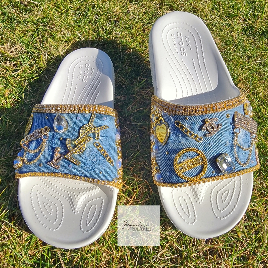 Brand New Signature Denimme Croc Slides